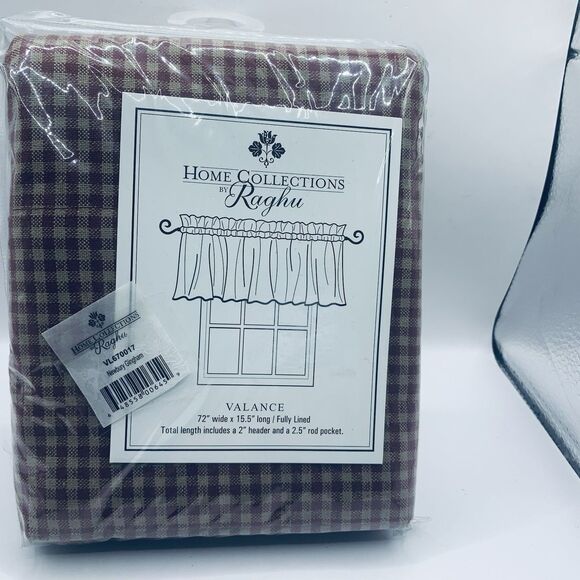 Home Collection by Raghu Red Check Newberry Gingham Valance 72x15.5” #vl670017 - Picture 1 of 6